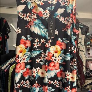 Papa Vancouver Black Floral Women's Blouse, NWT